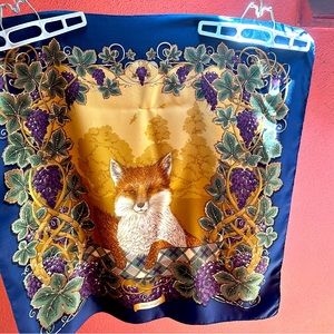 Ferragamo silk scarf: Fox & 🍇